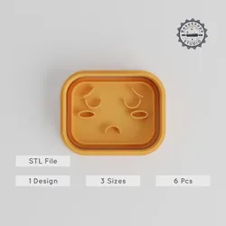 Kawaii Face Shape Cutter & Stamp Set, Cute Sad Emoticon, Cookie & Fondant Tool, 3 Sizes S/M/L
