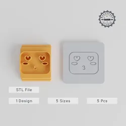 Kawaii Face Stamp Tile Set, 5 Sizes, Cute & Playful Expressions for Clay, Cookies & Fondant