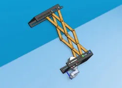 Lead screw Operated Simple Scissor Lifting Table Mechanism with Scooping Mechanism