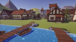 Low Poly Medieval Village  Low-poly 3D model