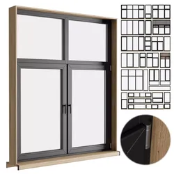 modern windows with Metal Blinds and wooden Low-poly 3D model