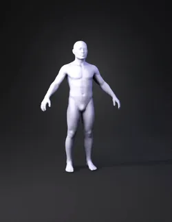nude male humanoid figure with muscular torso and limbs smooth skin t