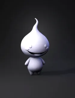 onion spirit character with white body pink blush black line eyes s