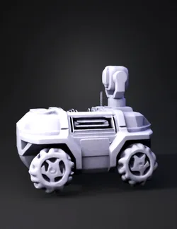 robotic rover with camera turret gray body and yellow wheels
