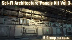 Sci-Fi Architecture Panels Kit Vol 03 Walls-PBR Low-poly 3D model