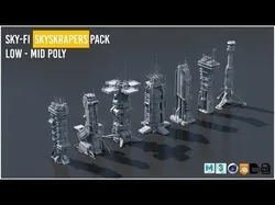 Scifi Futuristic Military buildings PACK Low-poly 3D model