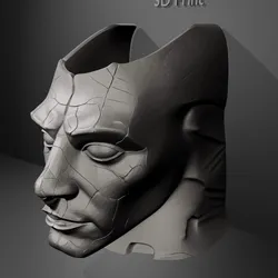 Sculptures & Artworks STL Descărcare - Cracked Demon Face Wall Sculpture – 3D Printable STL File - LayerMint