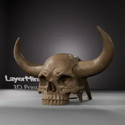 Sculptures & Artworks STL تنزيل - Horned Skull Phone Stand STL File – Gothic Fantasy 3D Print - LayerMint