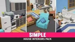 Simple House Interiors - Cartoon assets Low-poly 3D model
