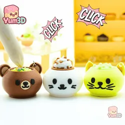 🐻 Yum3D Animal Cups Set of Clicker Keychains - Cute Backpack Keychain