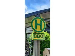 BBQ bus stop sign / BBQ Haltestelle Schild