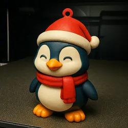 Christmas Penguin In Santa Hat Chibi Style – ShadowsForged3D