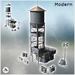 Lighting & Lamps STL Descărcare - Avanpost pe turnul de stocare a apei cu lămpi și defensiv metalic - Hartolia Miniatures