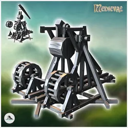 Miniature Games & Accessories STL Download - Medieval trebuchet with wooden counterweight (1) - miniatureby Hartolia Miniatures