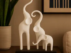 Minimalist Elephant Family Sculpture