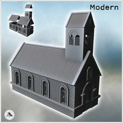 Other STL Download - Brick church with multiple windows and a steeple (4) - miniaby Hartolia Miniatures
