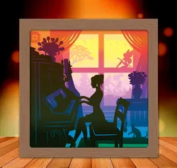 Sculptures & Artworks STL Download - woman playing the piano shadow boxby tecnoculebras