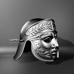 Digital Art STL تنزيل - Roman Warrior Mask with Laurel Engravings - LayerMint