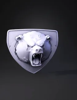 roaring bear emblem inside a shield black silhouette heraldic insign