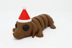 Funny Articulated Dachshund with Santa Hat