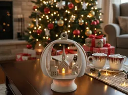 Christmas Bulb with Winter Village & Church