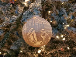 Christmas Ornaments. Light up Nativity and Santa Lithoplane