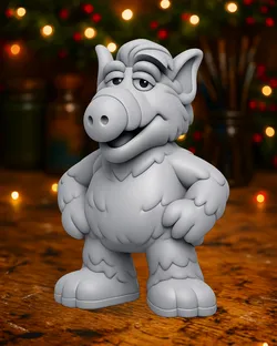 Funny Alien Figurine Inspired by 80s TV Sitcom | Retro Sci-Fi Character Sculpture