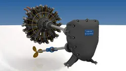 Boat Powertrain with V-Drive and Radial Engine