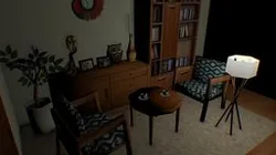 low poly study room