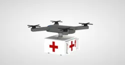 First aid kit container for a drone