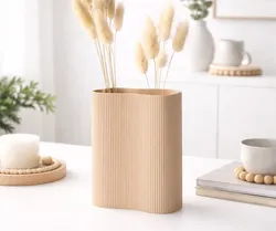 Minimal Ribbed Vase – Japandi Style Modern Home Decor