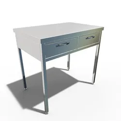 Stainless steel table with two drawers