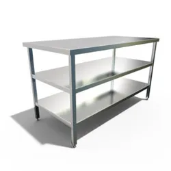 Stainless steel table with two shelves
