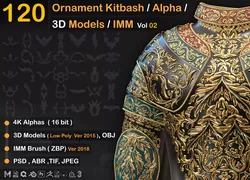 120  Ornament Kitbash - Alpha -3D Models - IMM  vol 02 Low-poly 3D model