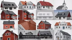 Game-Ready Suburban House Collection 3D Model Pack