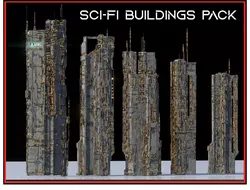 High Quality Cyberpunk Sci fi City Buildings  Low-poly 3D model