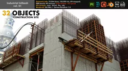 Industrial kitbash volume 01 Construction site and buildings Low-poly 3D model
