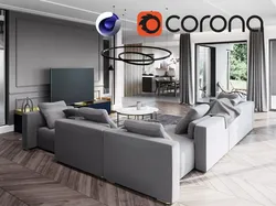 Living Room and Kitchen Scene for Cinema 4D and Corona Renderer 3D model