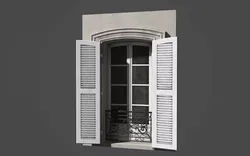 Modular french window Low-poly 3D model