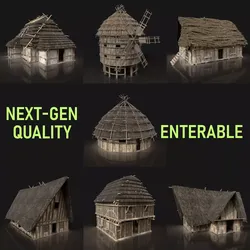 Next Gen AAA Medieval Village Collection - 7 Enterable Buildings Low-poly 3D model