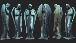 Old Angel Statue PBR Low-poly 3D model
