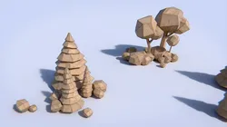 Paper Trees and Bushes Low-poly 3D model