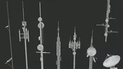 Sci-Fi Antenna Set Low-poly 3D model