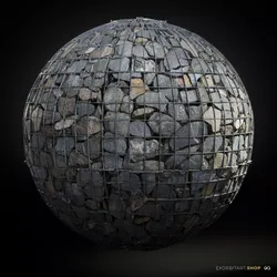 Seamless PBR Scanned Gabion Stone Wall 1x1m Texture Texture