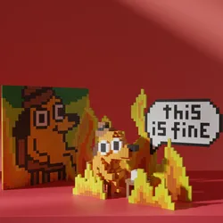 This is Fine Dog Meme Voxel Stylized Cubic