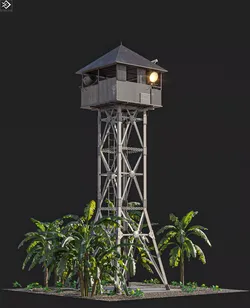 Watchtower guard tower Low-poly 3D model