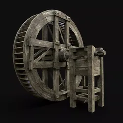 WATERMILL WHEEL FARM MILL WOODEN CONSTRUCTION NEXT GEN AAA Low-poly 3D model