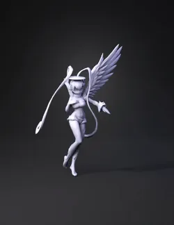 winged anime girl with white outfit and large feathered wings