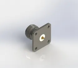 Amp / TE Connectivity N-Type 10 GHz Coaxial 1" 4-Hole Flange Connector with Tab Center