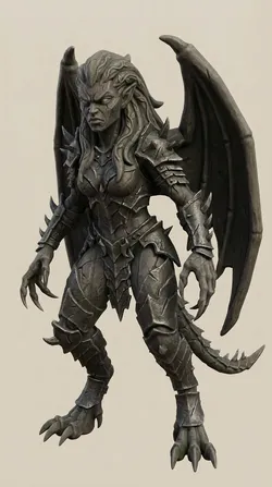 Female Warrior Gargoyle Miniature DnD
